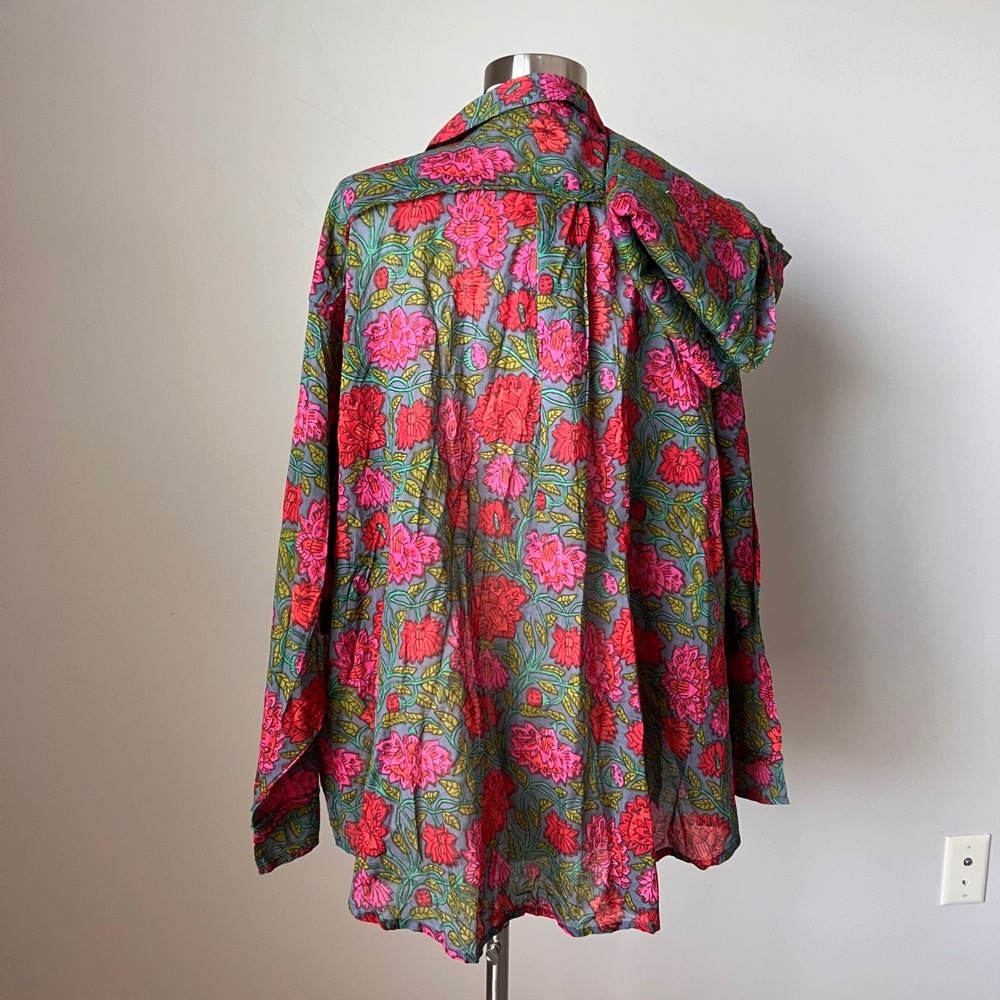 Natural Life Dreamy Cotton Pajama Set XL Blue Lush Zinnias Long Sleeve Sleepwear - Picture 7 of 12